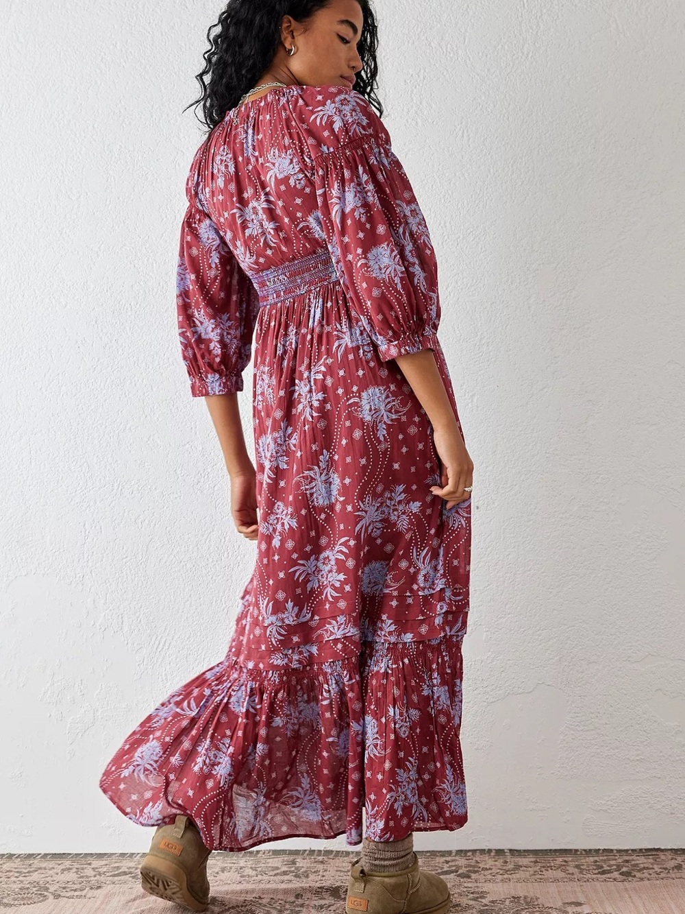 Free People Golden Hour Maxi Dress In Wine Combo Size XS - Picture 2 of 7